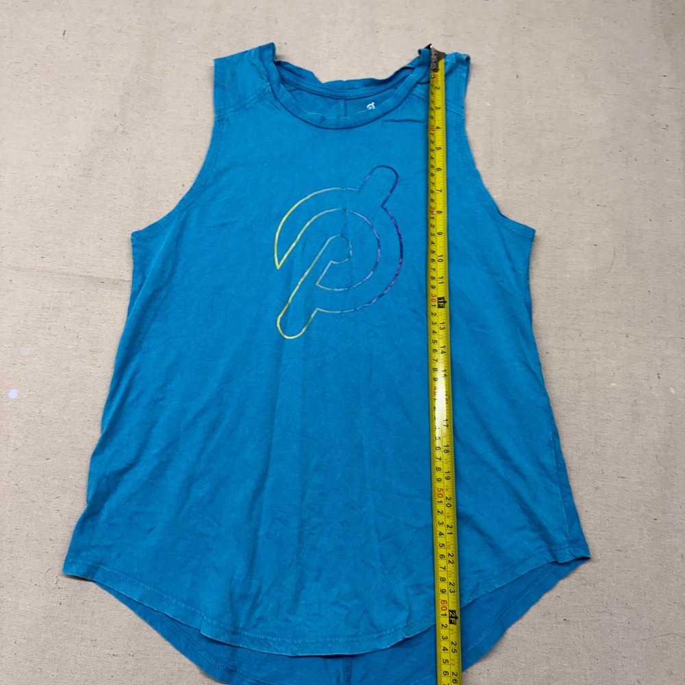 Peloton Womens Blue Sleeveless Activewear Tank Top Logo Size S - Picture 3 of 6